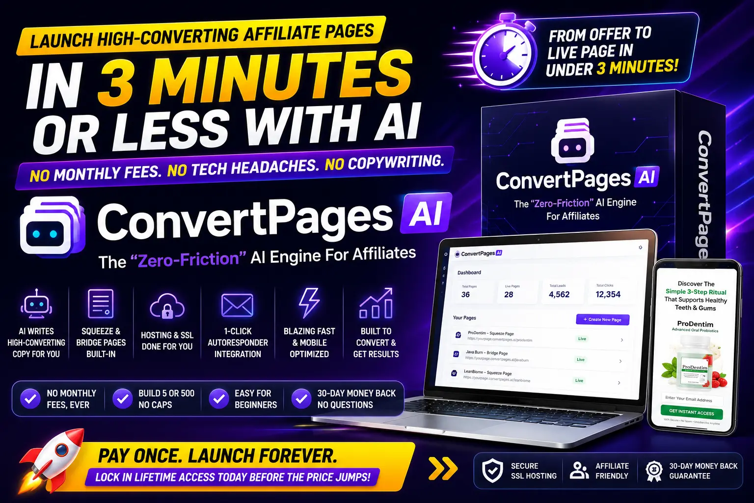 ConvertPages AI featured image showing an AI-powered landing page builder that helps affiliate marketers create high-converting squeeze pages, bridge pages, and sales pages without coding.