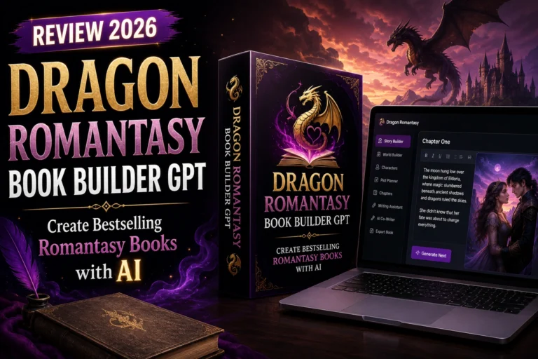 Dragon Romantasy Book Builder GPT review featuring an AI-powered writing assistant for creating dragon romance novels, fantasy worlds, and engaging storylines