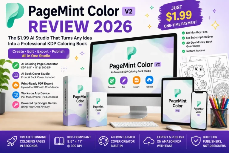 PageMint Color v2 Review 2026 featured image showing the AI coloring book creator for Amazon KDP