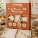Cozy Planner Kit Generator Review featured image showing an AI-powered planner kit creator for designing printable planners, journals, and Etsy-ready digital products.