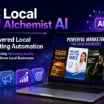 Local Alchemist AI review 2026 featured image showing AI-powered local marketing automation software for creating business marketing assets.